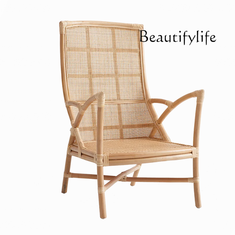 

Leisure chair rattan chair natural real rattan sofa chair modern simple balcony Japanese-style homestay design