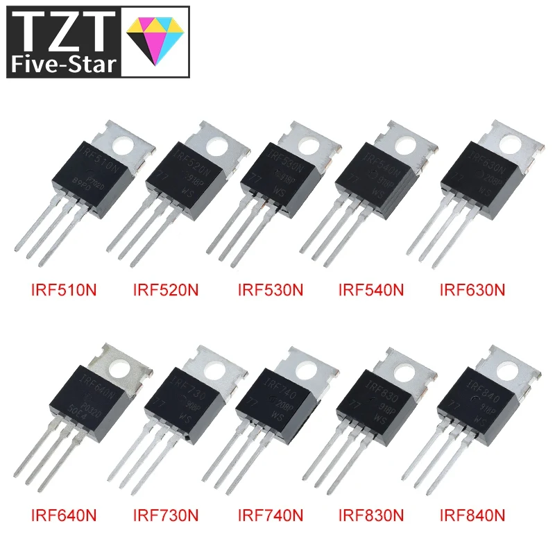 10PCS IRF510 IRF520 IRF530 IRF540 IRF630 IRF640 IRF730 IRF740 IRF830 IRF840 Transistor TO-220 TO220