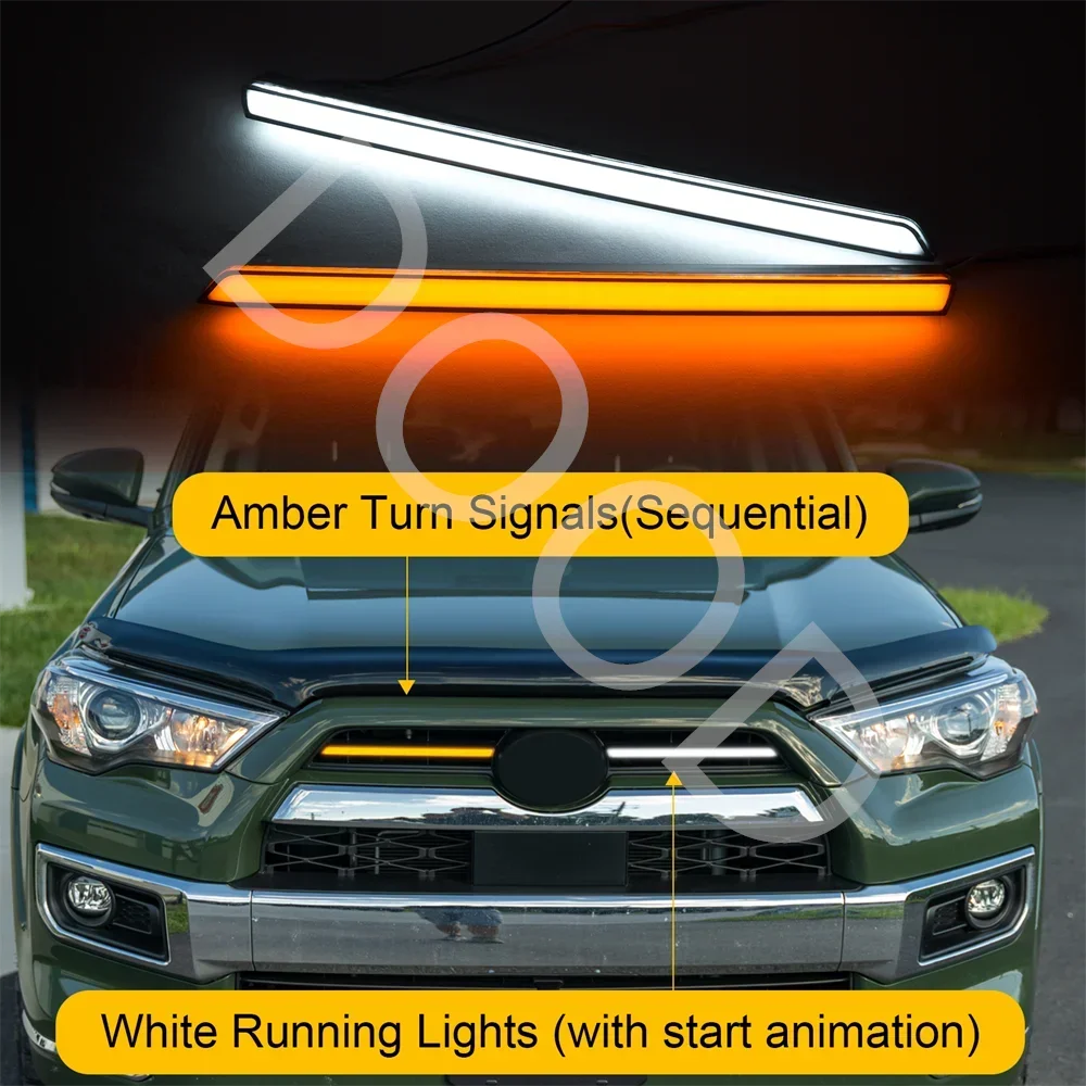 4Runner Led Lights fit for Toyota 4 Runner 2015-2023 Grills Led Drl Daytime Turn Signal Lights Front Lights Bar