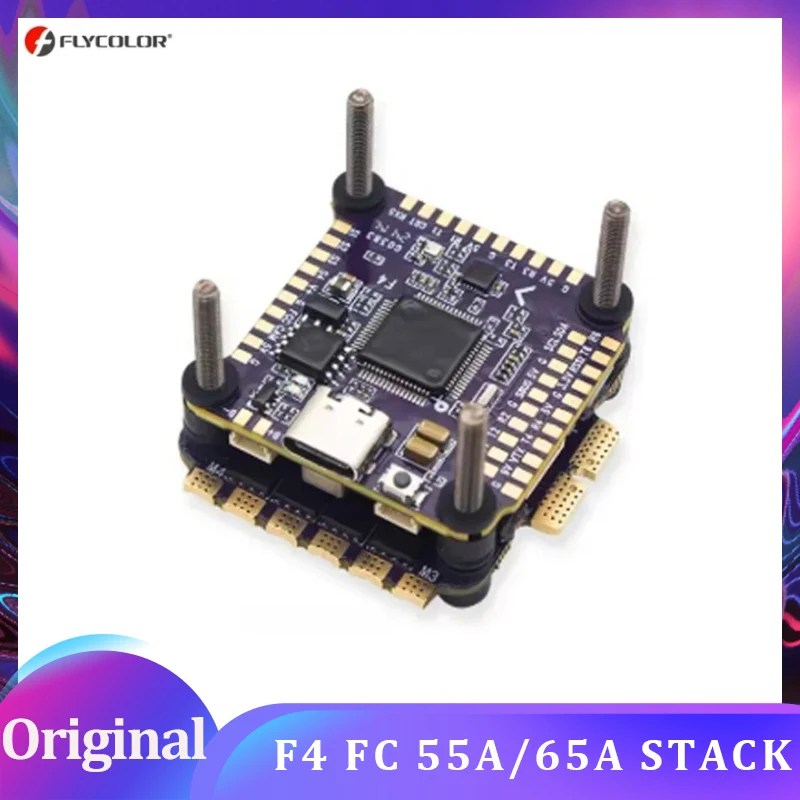 

Flycolor Raptor BLS-04 F4 Stack 3V 5V 9V 50MHZ FPV Flight Controller 55A 65A 4-IN-1 ESC 3-6S Stack