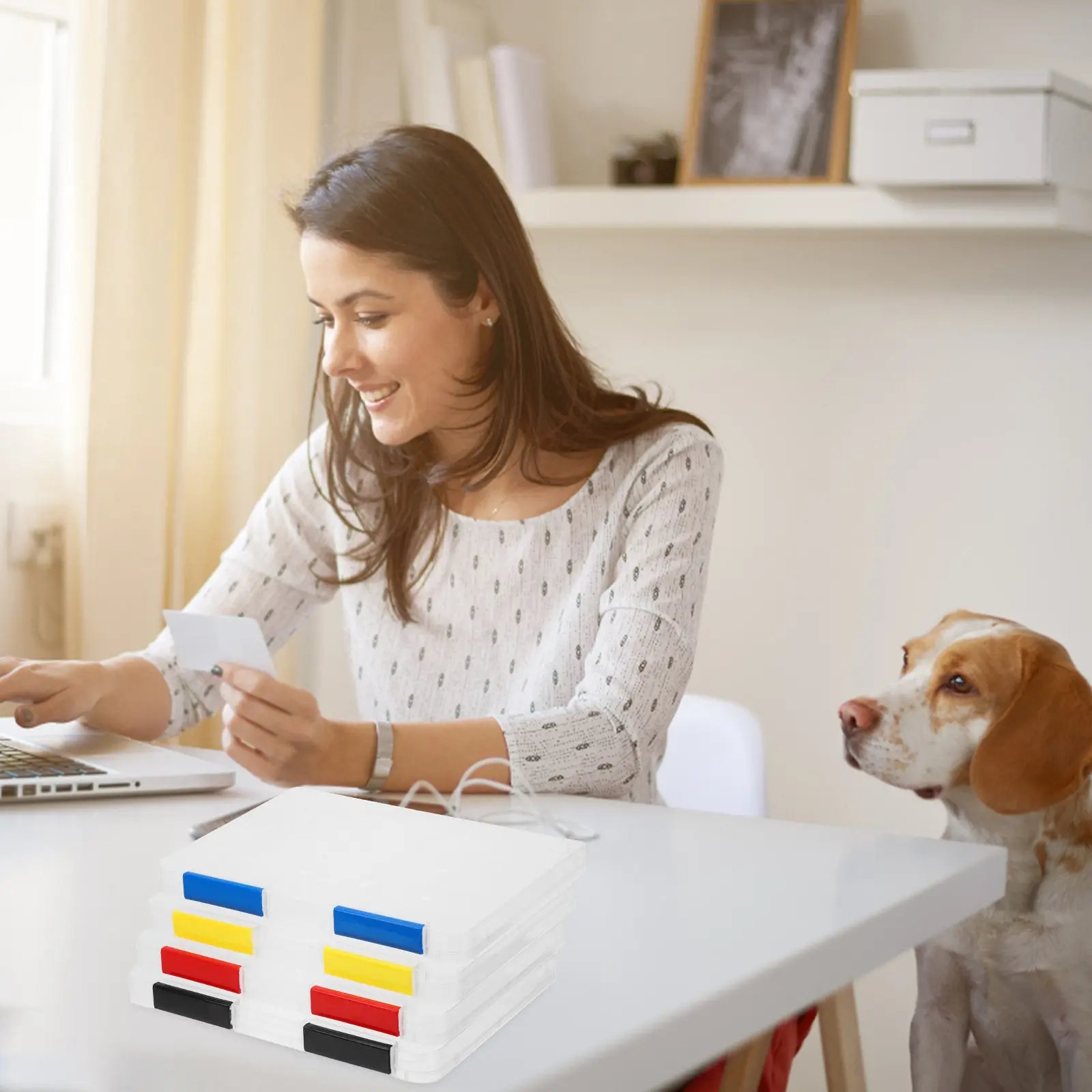 

Набор из 4 штабелируемых прозрачных коробок для документов: органайзер для офиса и дома, многофункциональный файловый органайзер