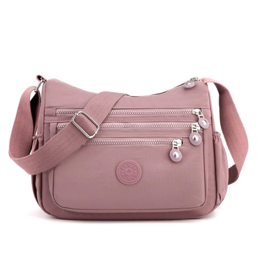 

Wide Strap Nylon Square Bag Multi-layer Large Capacity Mom Shoulder Bag Multi-zipper Pocket Solid Color Messenger Bags Daily