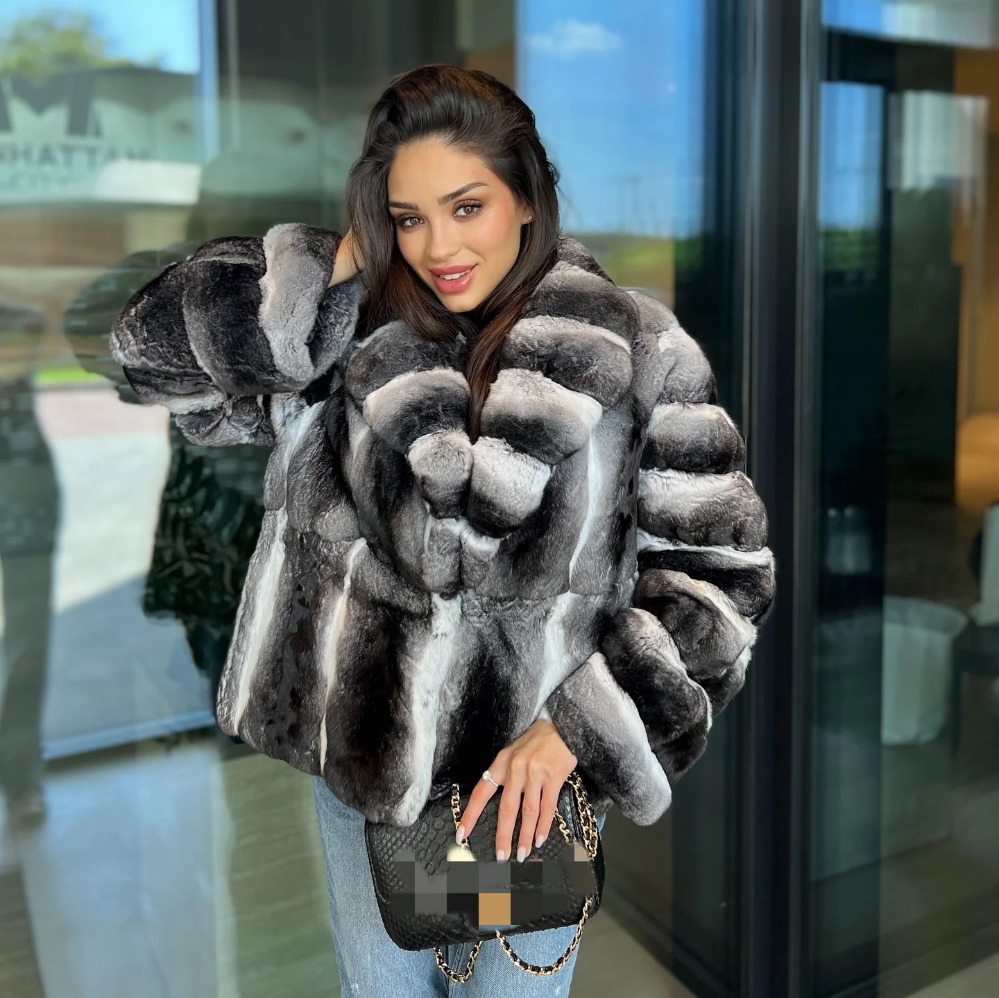 

Natural Rex Rabbit Fur Jacket Turn-down Collar Thick Warm Winter Woman Fur Overcoats Luxury New Genuine Rex Rabbit Fur Coats