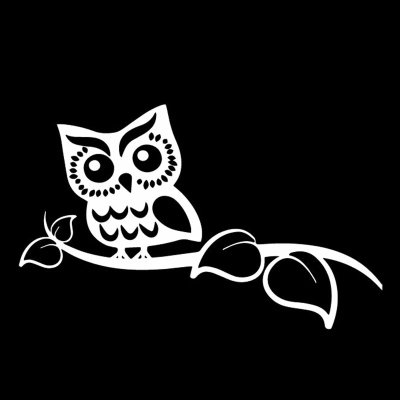 Owl Cartoon Pattern Car Decals High Quality Car Window Decoration Personality Pvc Waterproof Decals Black/white, 17cm*11cm