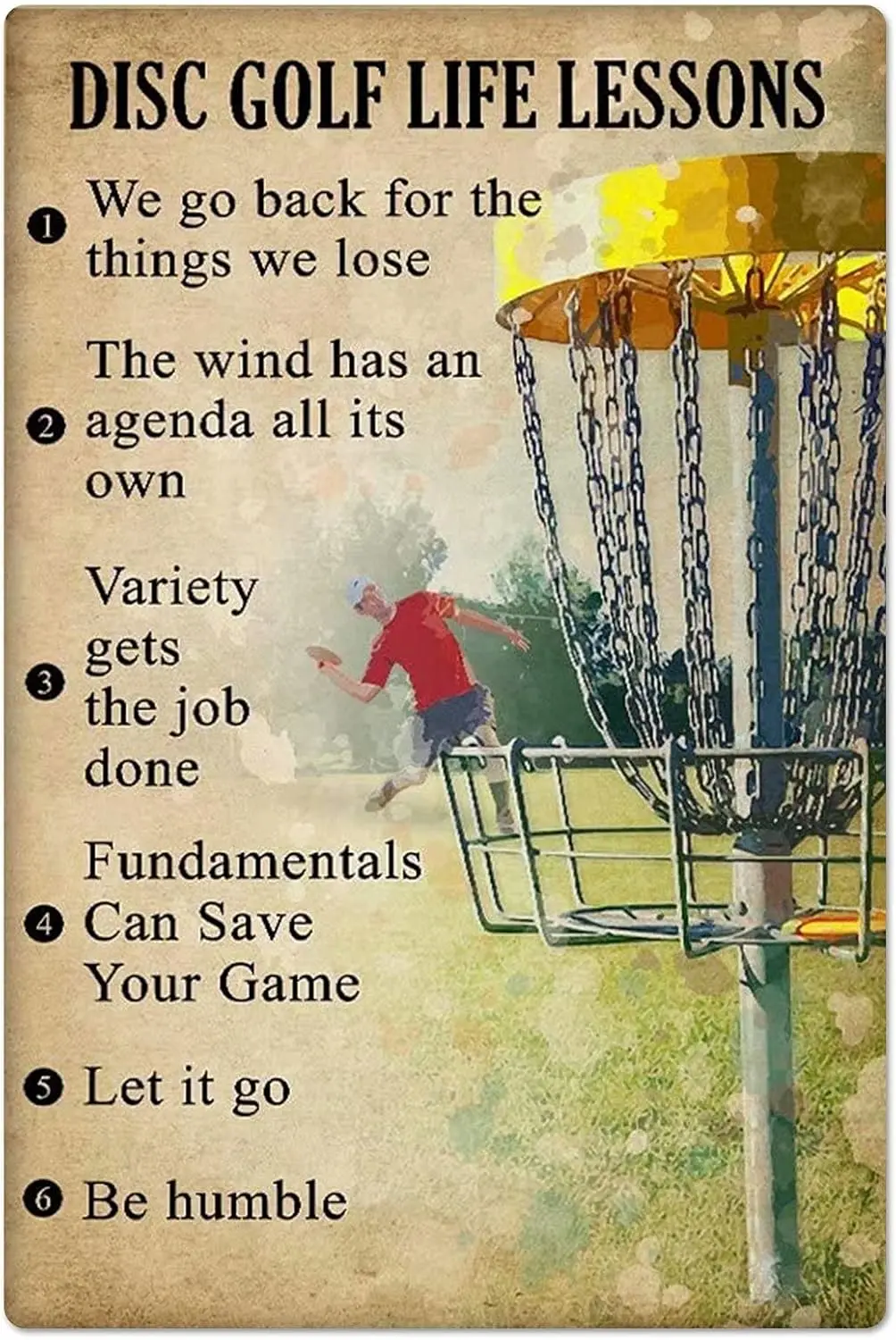 Disc Golf Life Lessons Retro Metal Signs Lovers Posters Room Decor Printed Plaques Home Life Club Wall Decor 12x17 Inches sign