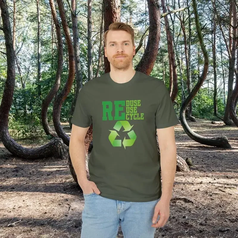 Reduce Reuse Recycle T shirt 100 Organic Cotton Eco Friendly For Conservationists Sustainable Environmentalists