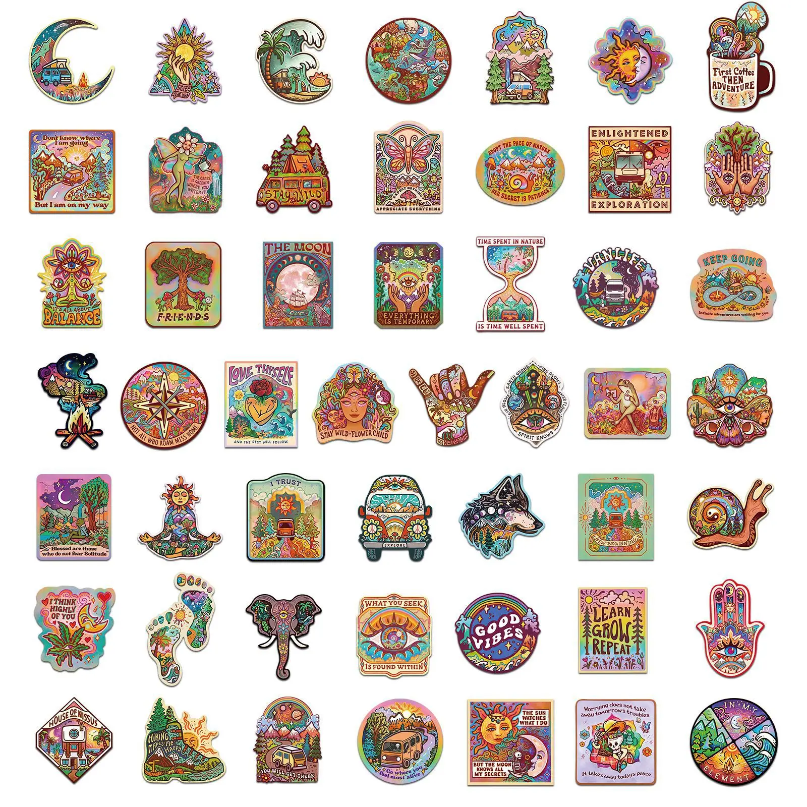 50Pcs Have Fun Camping Cartoon Stickers Graffiti Notebook Waterproof Decal Skateboard DIY Suitcase for Waterproof Sticker Gift