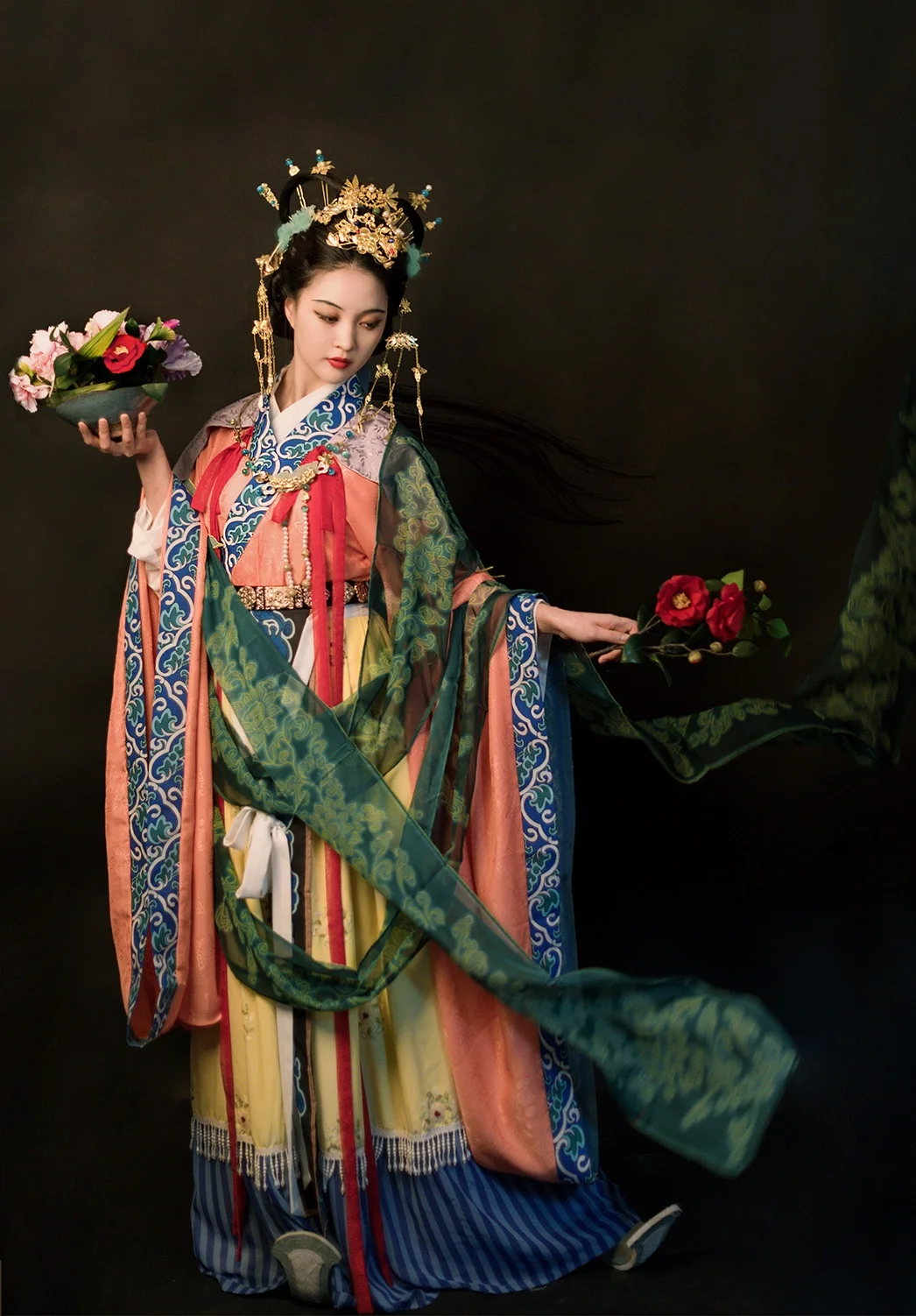 

Женская юбка Helu Hanfu Tiannv Sanhua Work Painting Sle Mountain Flng из смесового хлопка и полиэстера, традиционный китайский костюм