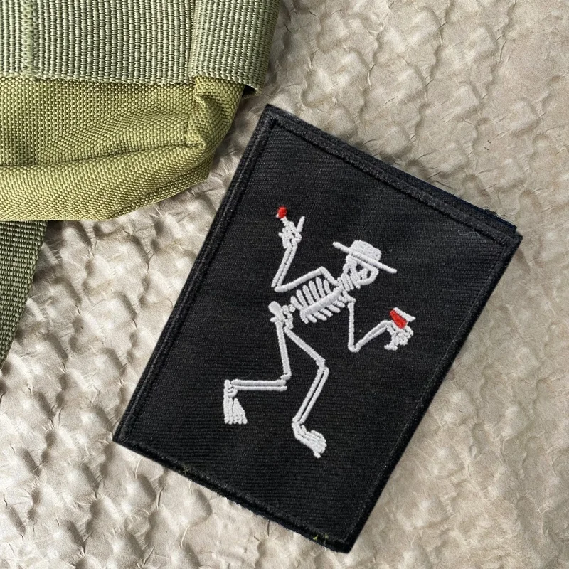 Punk Rock Band Embroidered Patch Social Skull Emblem Patches Hook and Loop Skeleton Morale Badge Backpack Tactical Stickers