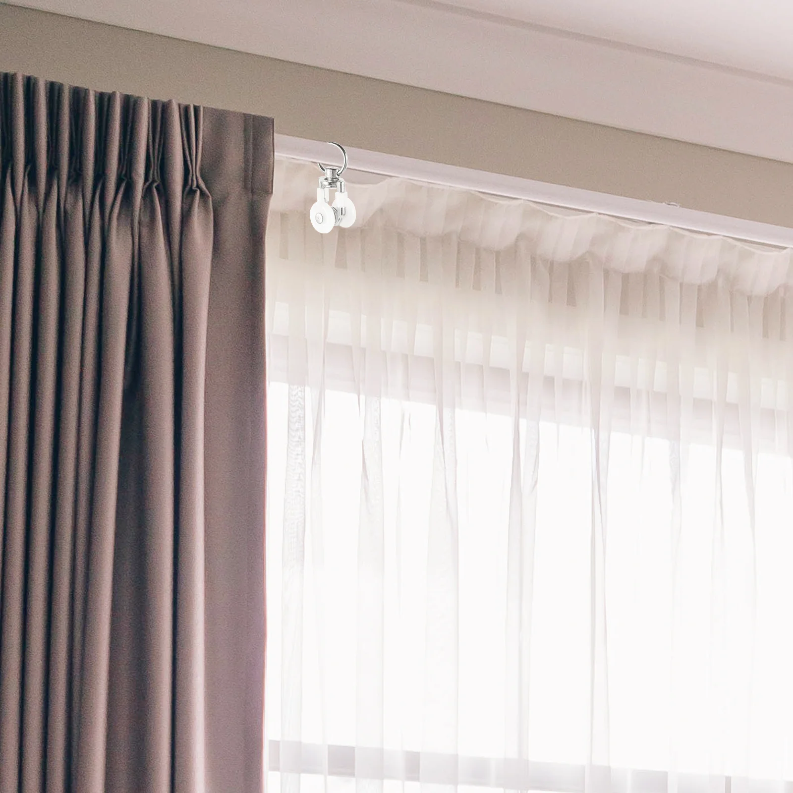 

20Pcs Curtain Track Runners Double Wheel Rolling Rollers Durable Smooth Sliding Carriers for Curtains Drapes Curtain Track Wheel