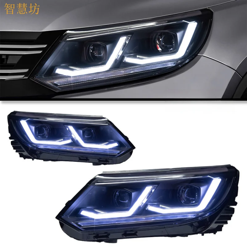 Suitable for10-17 Tiguan Headlight Assembly 13 Tiguan Modified LED Flowing Turn Signal Daytime Running Light High Brightnes