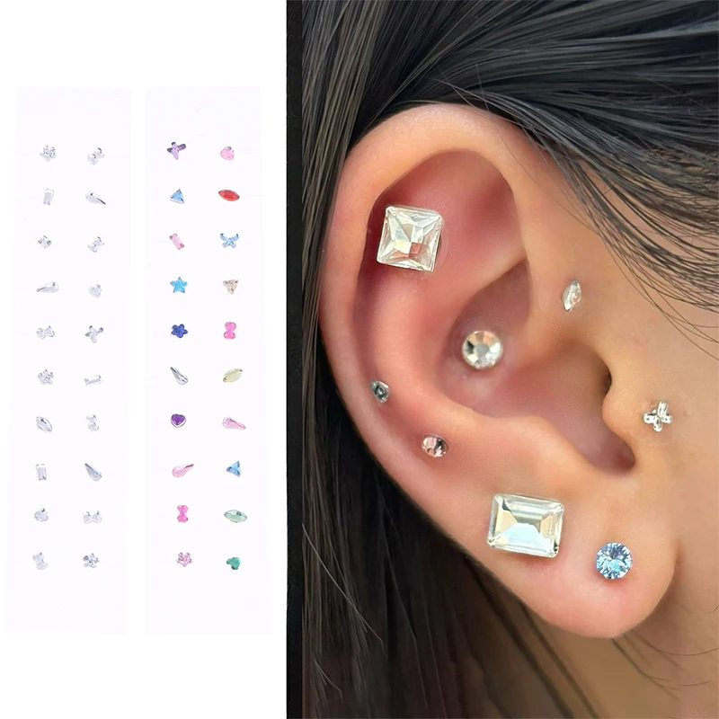 

20 Pcs/Sheets Ear Seed Acupuncture Auricular Alien Colored Diamonds Disposable Ear Stickers Massage Therapy Needle Patch