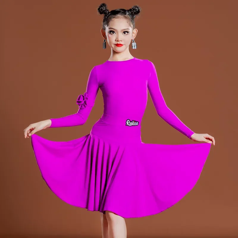 

Многоцветное детское платье для бальных танцев по национальному стандарту, платье для соревнований по латиноамериканским танцам для девочек, детский костюм для выступлений