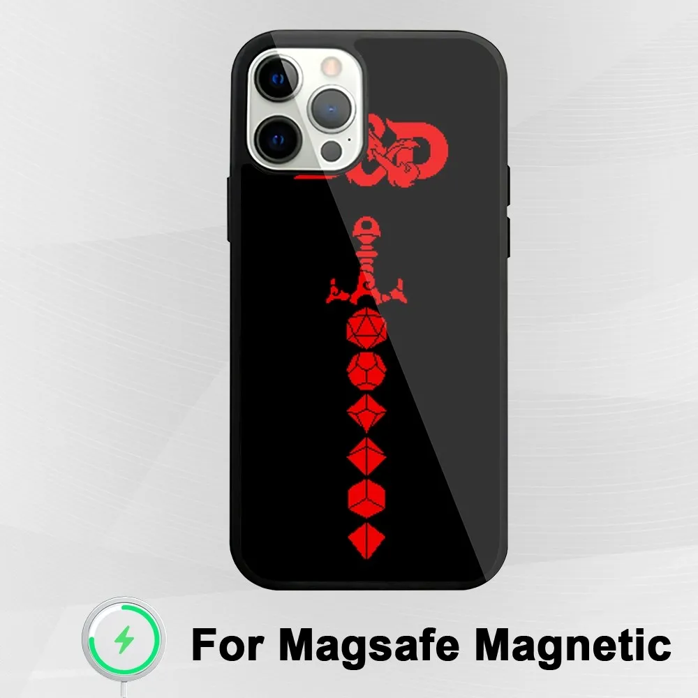 Game D-Dungeons D-Dragons D-DND Phone Case For iphone Pro 11 Max 13 Plus 12 14 Mini 15 Magsafe Magnetic Wireless Charging Shell