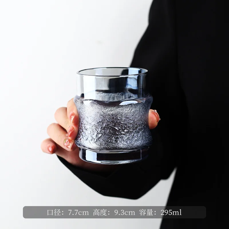 High Appearance Ice Hanging Design Glass Cup, Handle Cup, Coffee Cup, Whiskey Cocktail Glass, Hot Milk Cup, Juice Cup, Teacup