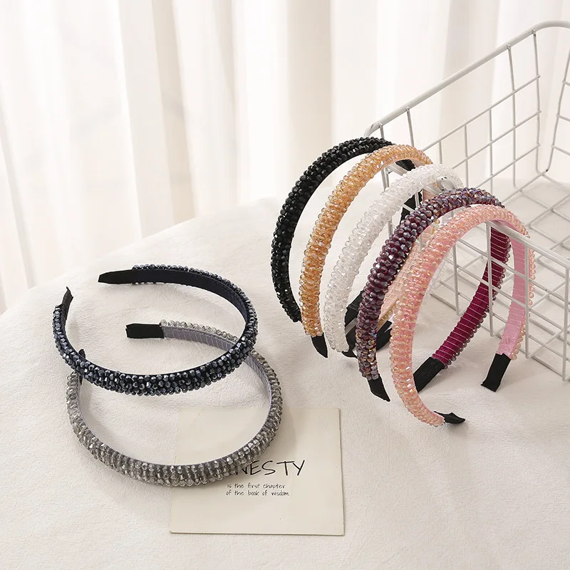 Повязка на голову, 1 шт., милый корейский аксессуар для волос со стразами, удобная посадка, простой элегантный женский подарок