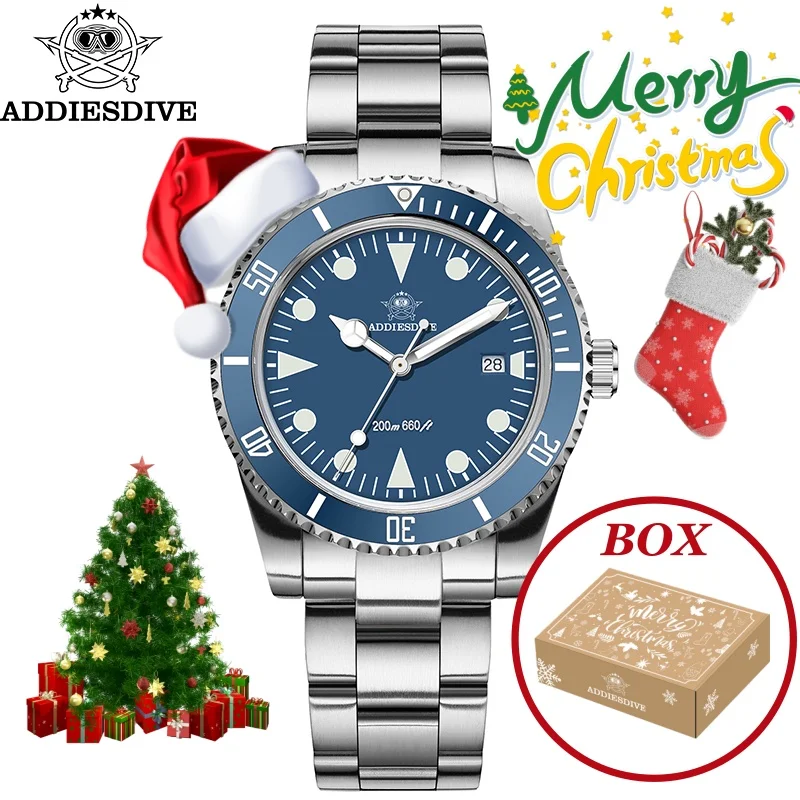 

ADDIESDIVE 39mm Men's Watches AD2068 BGW9 Super Luminous 20Bar Waterproof Display Calendar Quartz Watches Christmas Gift