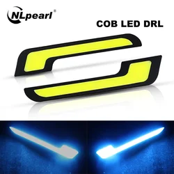 NLpearl 1 Pair 12V COB DRL LED Daytime Running Light for Car Offroad SUV Auto LED External Driving Fog Lamp Car Light Assembly