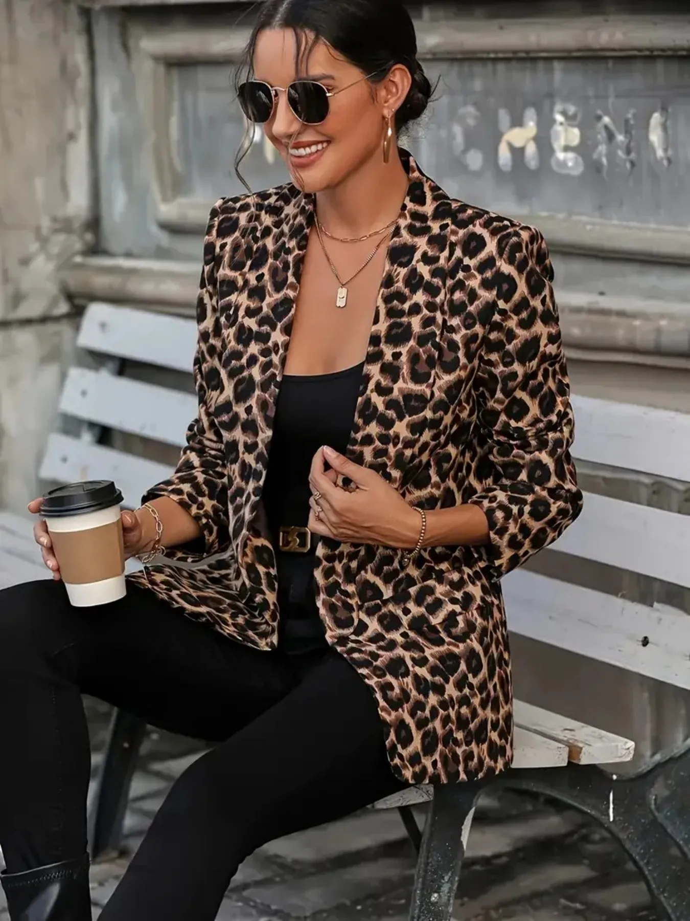 Women's Casual Elegant Leopard Print Minimalist Blazer