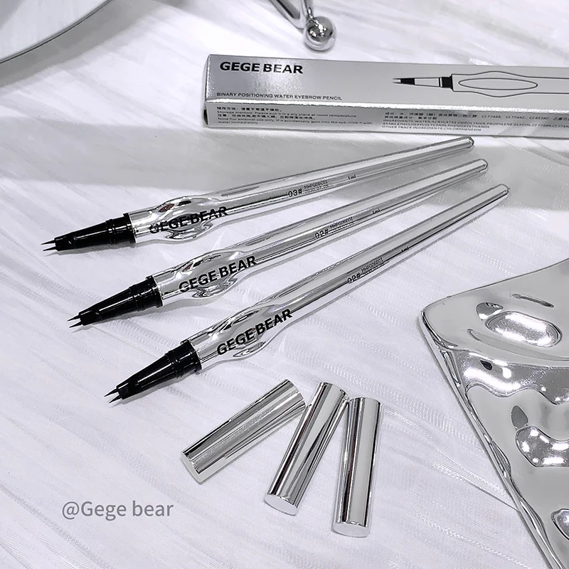 女性用二股眉毛ペン Gege Bear 長持ちする自然なストローク 防水 汗に強い 汚れにくい 終日着用 アイメイク