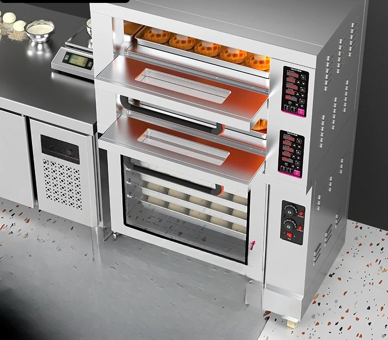 Top bake, bottom resting baking equipment, large, high-capacity commercial oven fermentation box