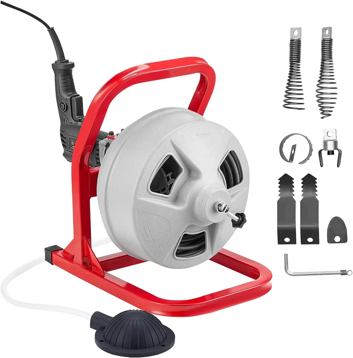 VEVOR Drain Cleaner Machine 50 FT x 5/16 Inch, Sewer Snake Auger with 228RPM Electric Drill, Manual Feed Drain Cleaning Machine