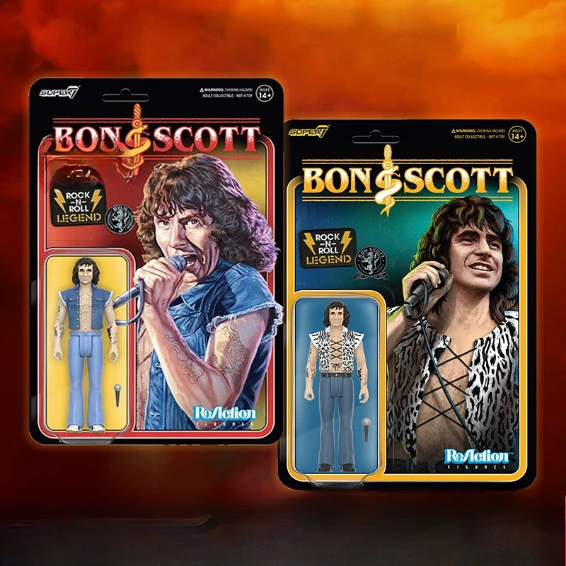 A Rock Band Bon Scott ReAction Figura Brinquedo, Presente Da Boneca Colecionável, Super7, 3.75 ", Em Stock