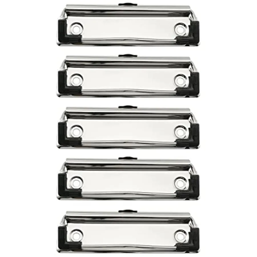 

5pcs Metal Hardboard Clips 3.9" with Rubber Feet and Mounting Rivets Clipboard Clips Stationery Clip