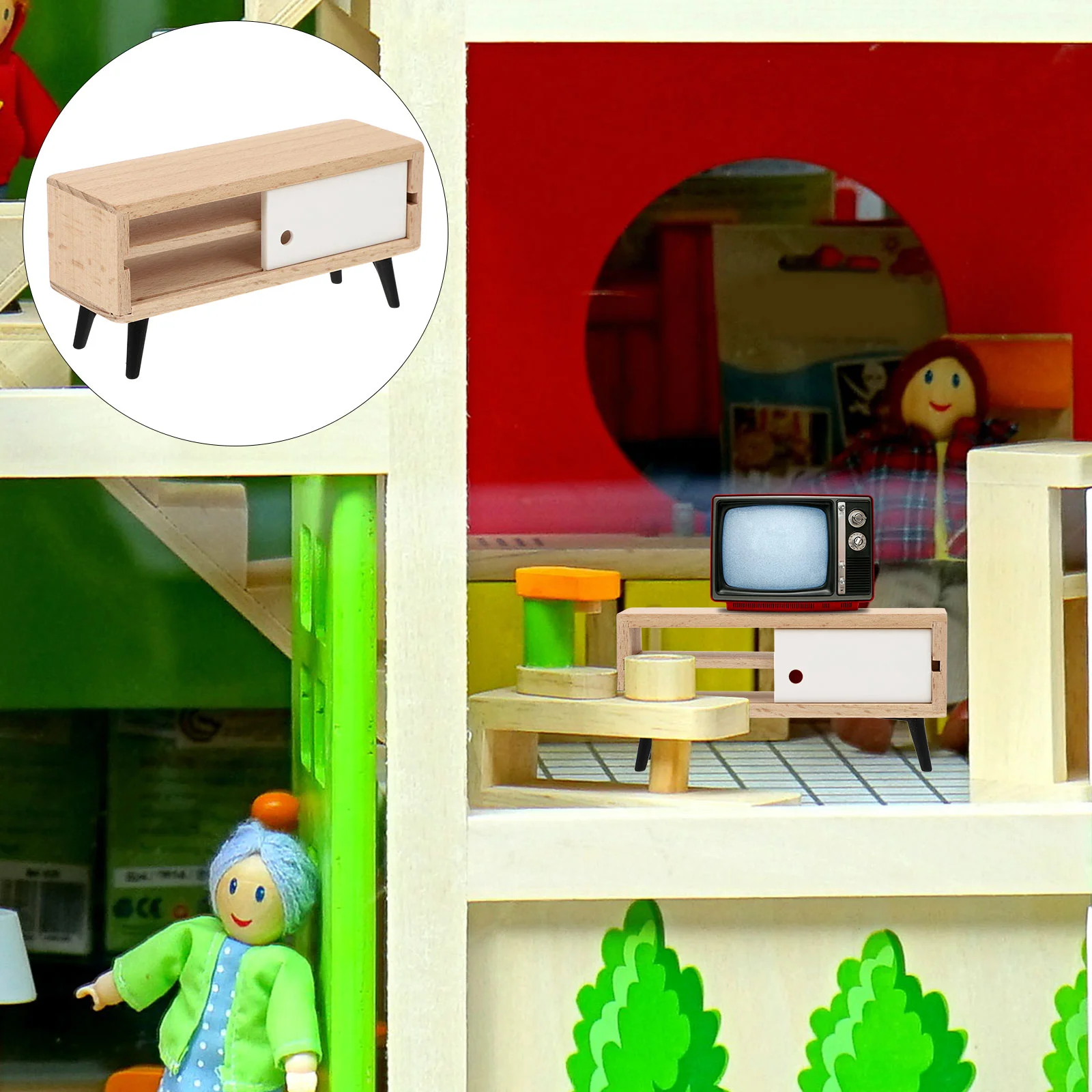 10pcs Dollhouse Cabinet Miniature Model Pretend Play Furniture Toy Wooden Plastic Craftsmanship Design for Kids Decor