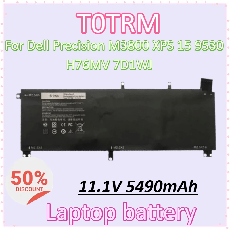 

Новый обновленный аккумулятор для ноутбука T0TRM 11,1 В 5490 мАч для Dell Precision M3800 XPS 15 9530 H76MV 7D1WJ, замена высокой емкости