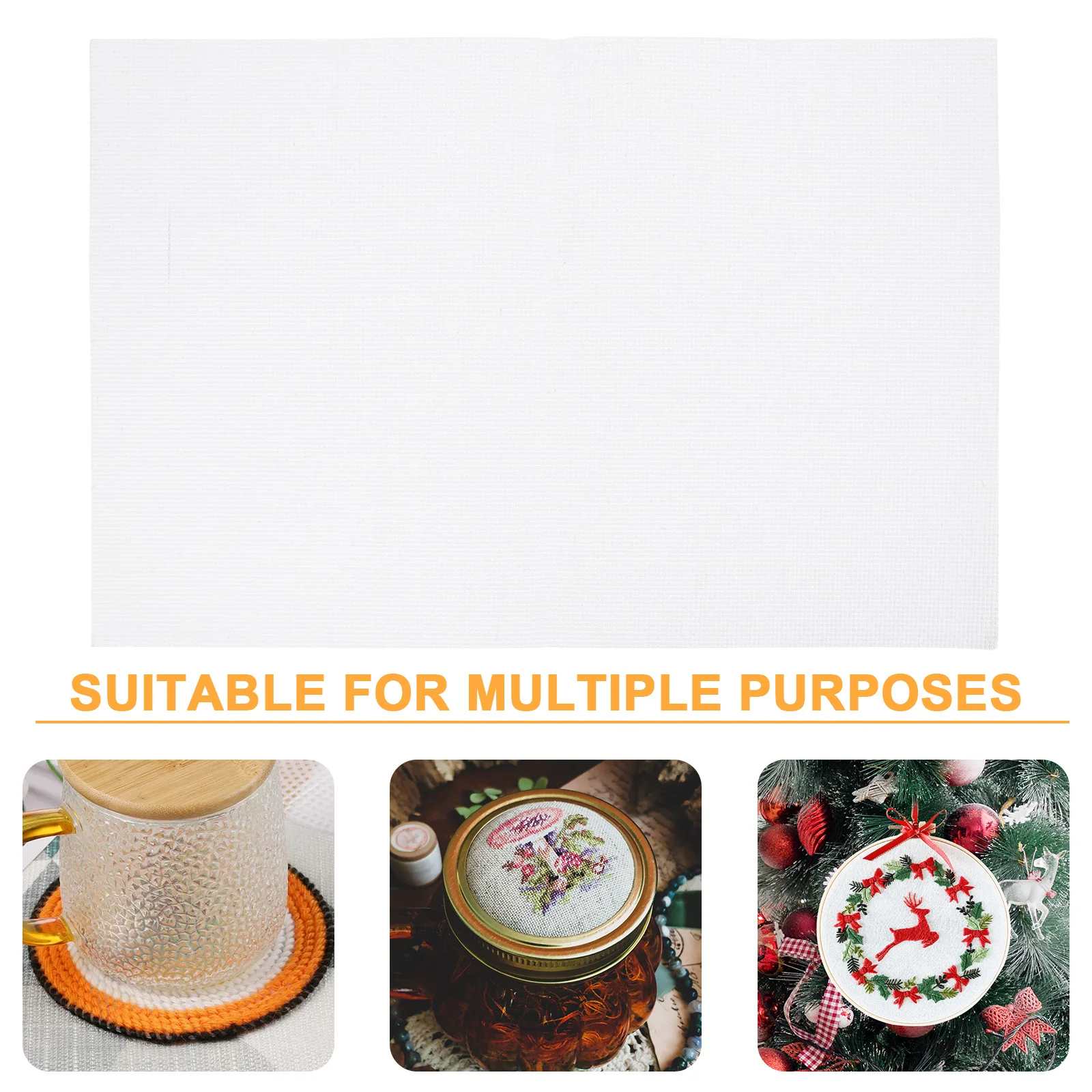 

4pcs Cross Stitch Cloth 11 Count Cotton Fabric 18X12 Inch White For Diy Needlework Crafts Pillow Cushion Sofa Curtain