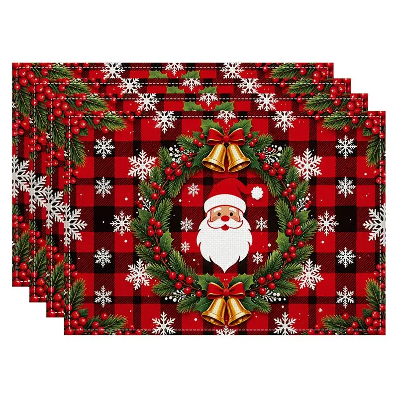 VIKAMA Christmas Elk Christmas Tree Meal Mat Waterproof and Insulated Table Mat Holiday Party Home Restaurant Table Decor Mat