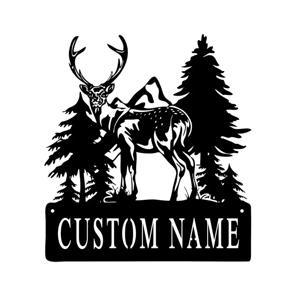 Exquisitely Customized Personalized Sika Deer Home Number Metal Sign for Hunting Enthusiasts as Outdoor Wildlife Address Marker