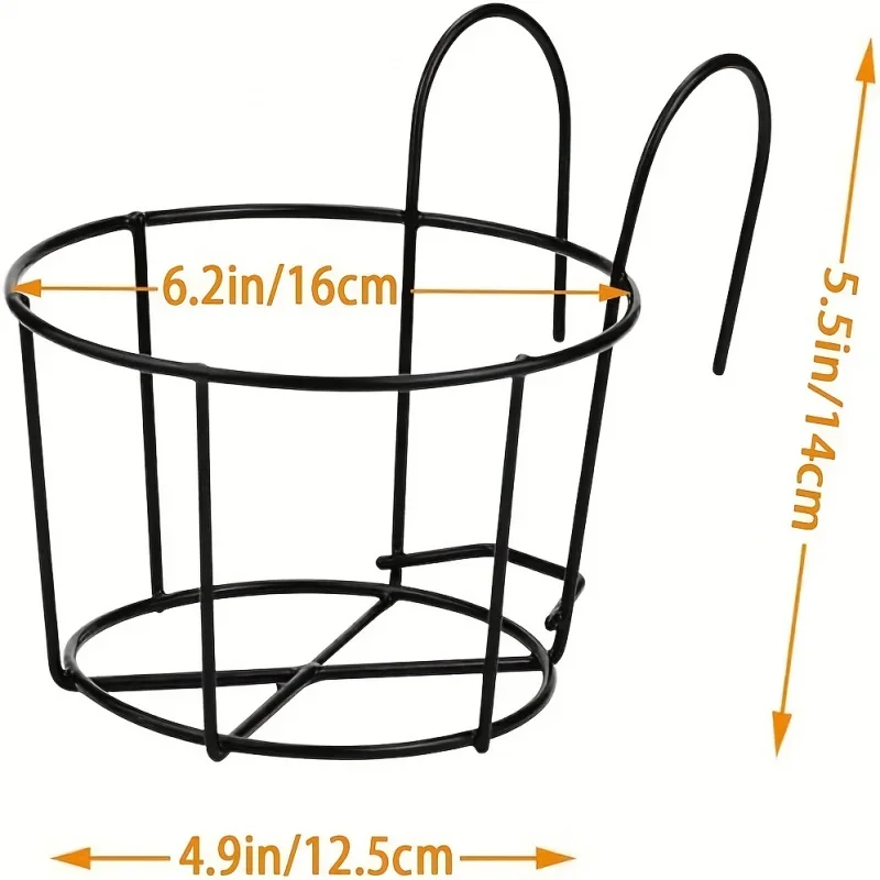 세련된 원형 금속 걸이식 화분, 완벽한 발코니, 정원 및 실내 장식, 4 개!