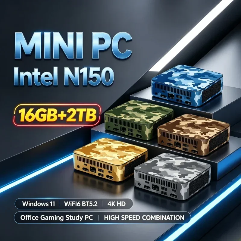 Multi‑Purpose Mini Desktop PC Intel N150 16GB RAM 1TB‑2TB SSD Windows 11 WiFi6 BT5.2 Mini Computer Host For Office Study Game