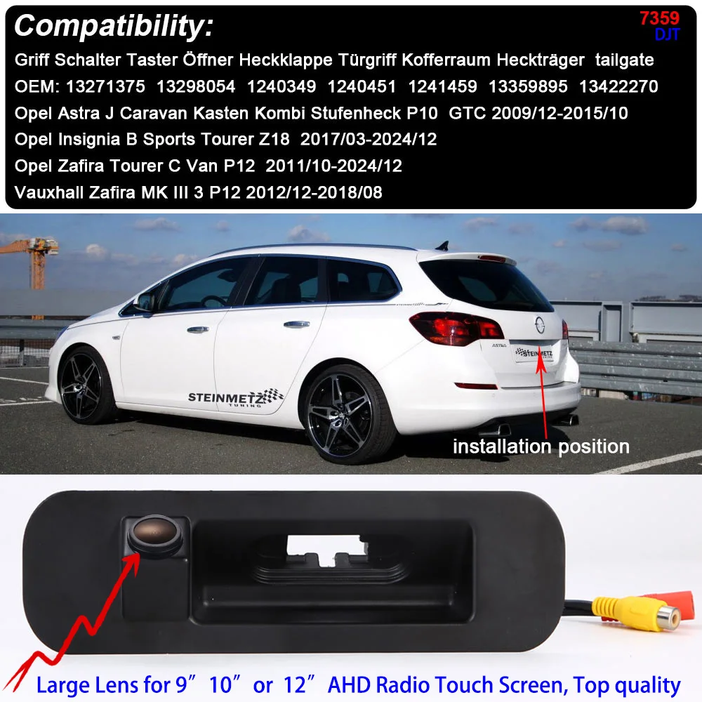 HD Trunk Handle Car Rear View Camera for Opel Astra J Caravan Opel Insignia B Opel Zafira Tourer C Vauxhall Zafira MK
