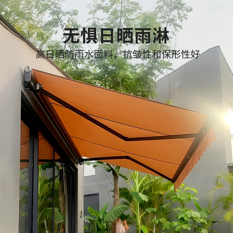 Awning Telescopic canopy Hand-cranked yard Balcony Electric