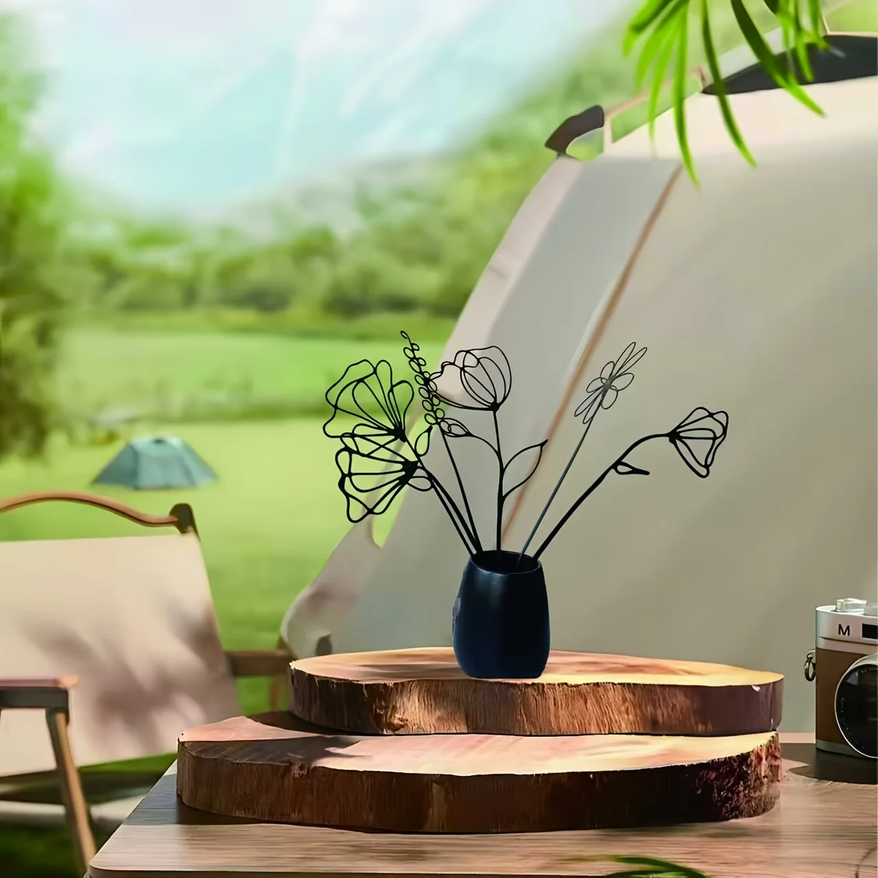 6 Stück künstliche Blumen aus schwarzem Metall | Elegante Innen- und Außendekoration, geeignet für Zuhause, Büro, Hochzeiten und Partys, Eisen – Detail 1