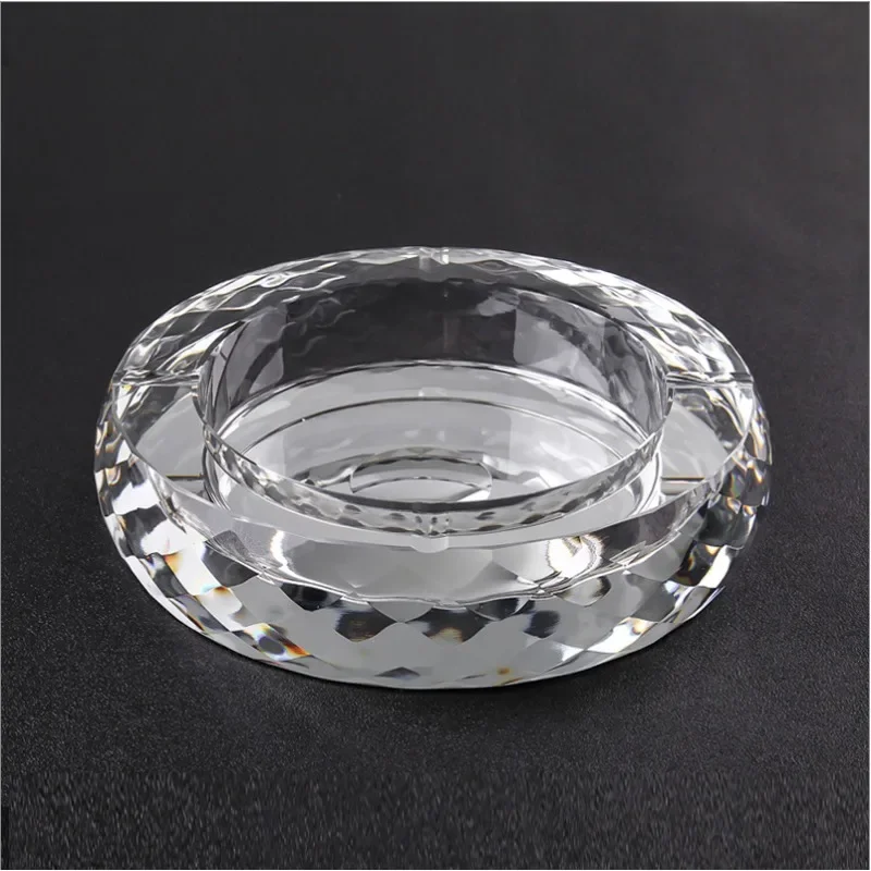 

Large Round Glass Ashtray for Cigarette, Cigar, Clear Gold Crystal Ash Trays, Indoor and Outdoor Ashtrays, Smoking Accessories