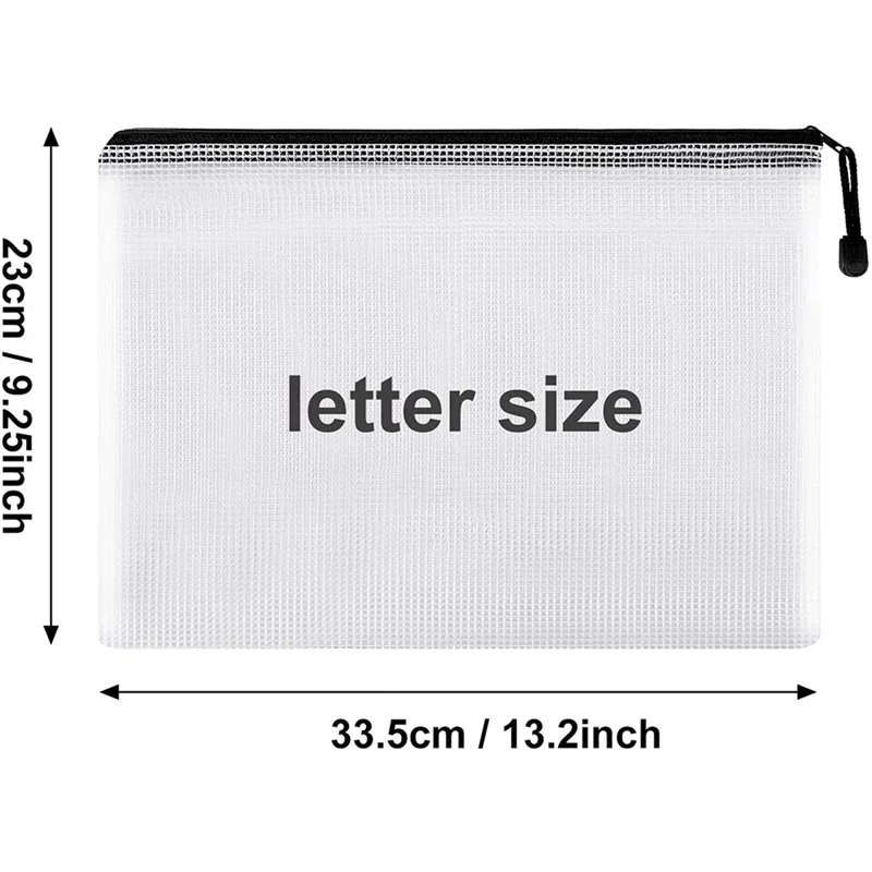 QWE-48Pcs Borsa per documenti con cerniera in rete, cartelle di file con cerniera impermeabile, formato A4, per forniture per ufficio scolastico, borse da viaggio