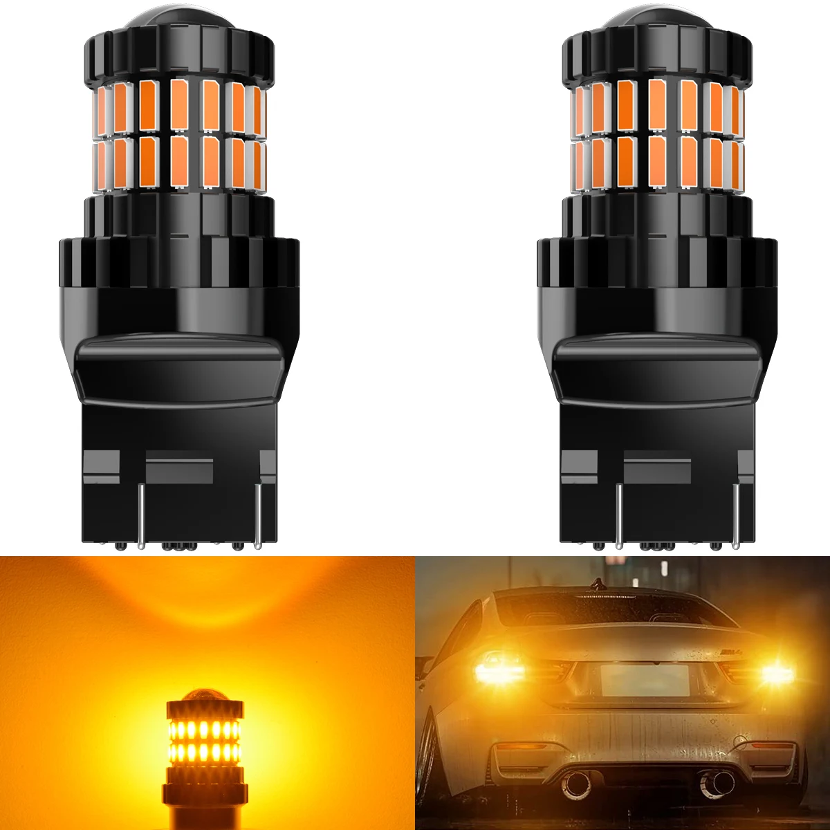 

2Pcs Amber Switching T20 7443 W21/5W LED Bulb Plug And Play Car Turn Signal DRL Daytime Running Light For 2015 Toyota Tundra