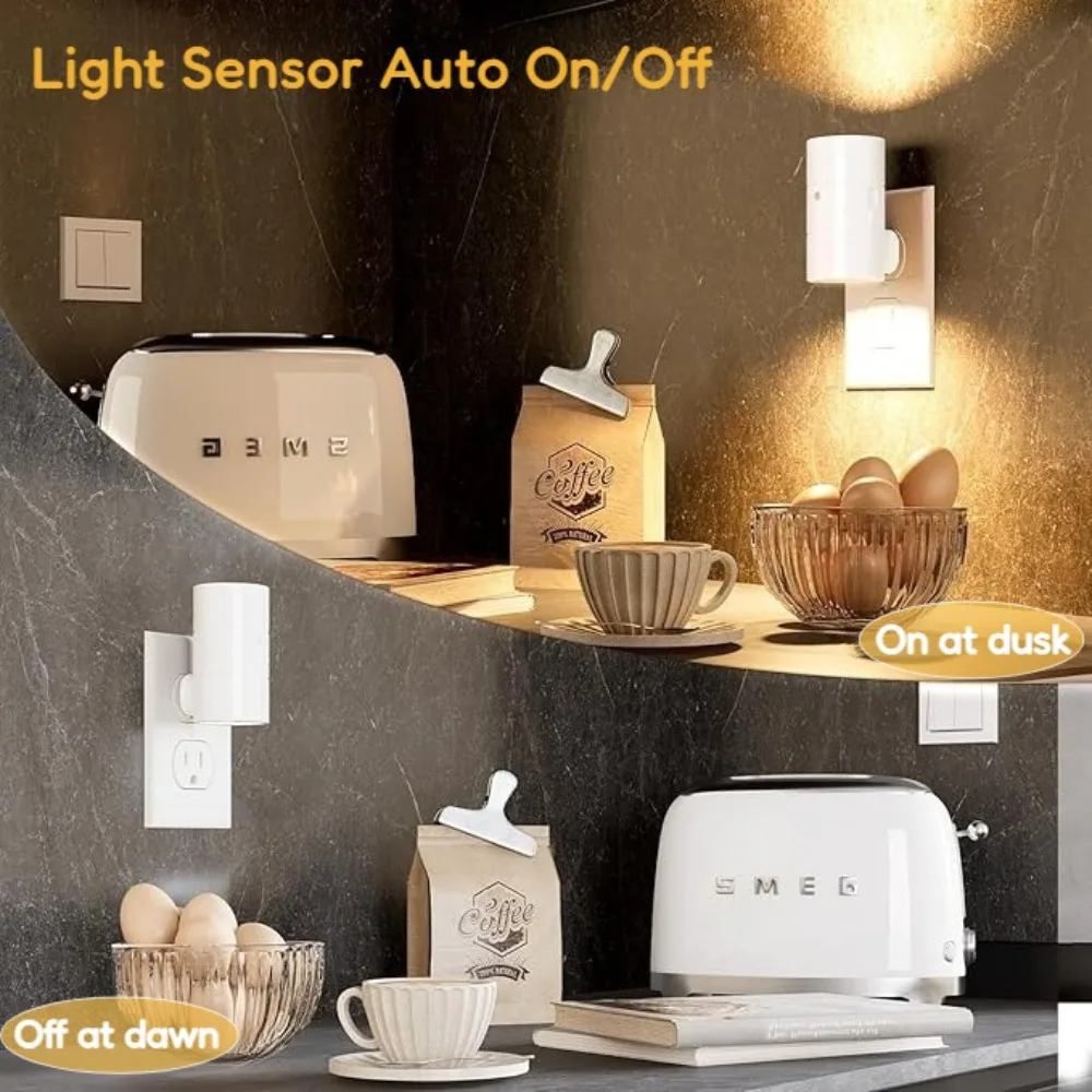 Modern LED Plug-In Downlight Set of 2, White Dimmable with Light Sensor And Remote Control for Bedroom Kitchen Corridor Stairs