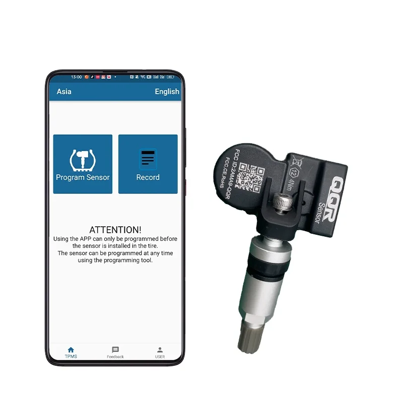 2026 Hot Selling Wholesale Ip67 Waterproof Nfc Tpms Universal Sensor Tire Pressure Sensor Program by Phone
