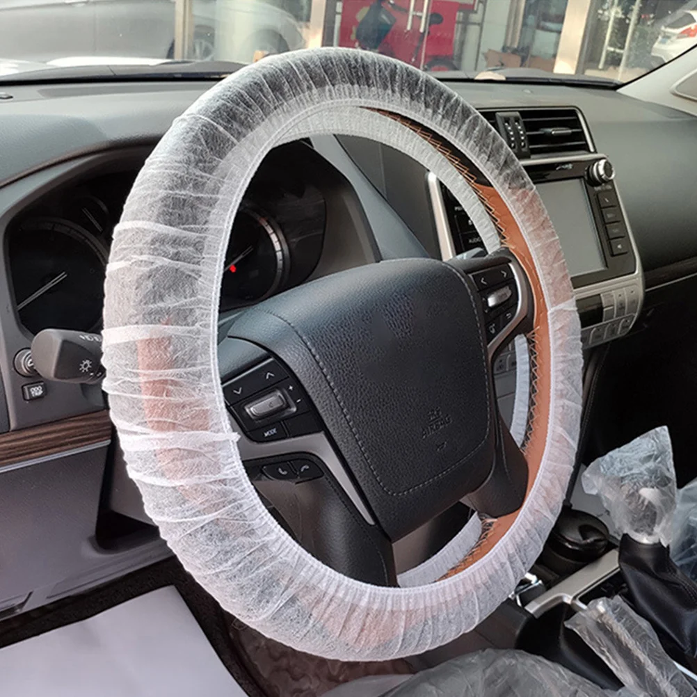 

100Pcs Steering Wheel Cover Disposable Elastic Protector Easy Install Universal Car Maintenance Sweat Proof Steering Wheel Cover