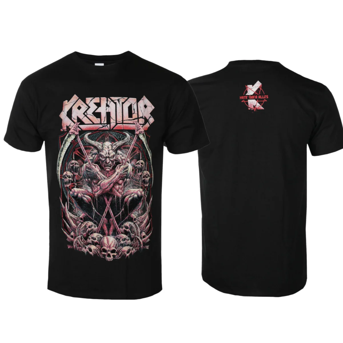 Hot Kreator Demon Battlefield Printed T-shirt Thrash Metal Band Style Daily T-shirt - Suitable for Both Men and Women