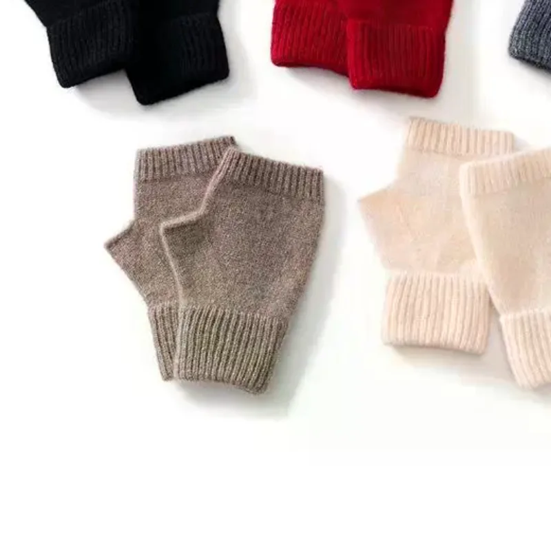inverno-100-luvas-de-la-15cm-malha-luvas-sem-dedos-para-mulheres-cor-solida-luvas-termicas-de-malha-luvas-de-meio-dedo