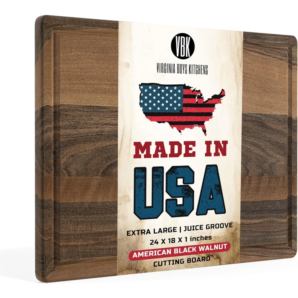 Made in USA - Extra Large Walnut Wood Cutting Board - Brisket and Turkey Carving Board - Reversible with Juice Groove