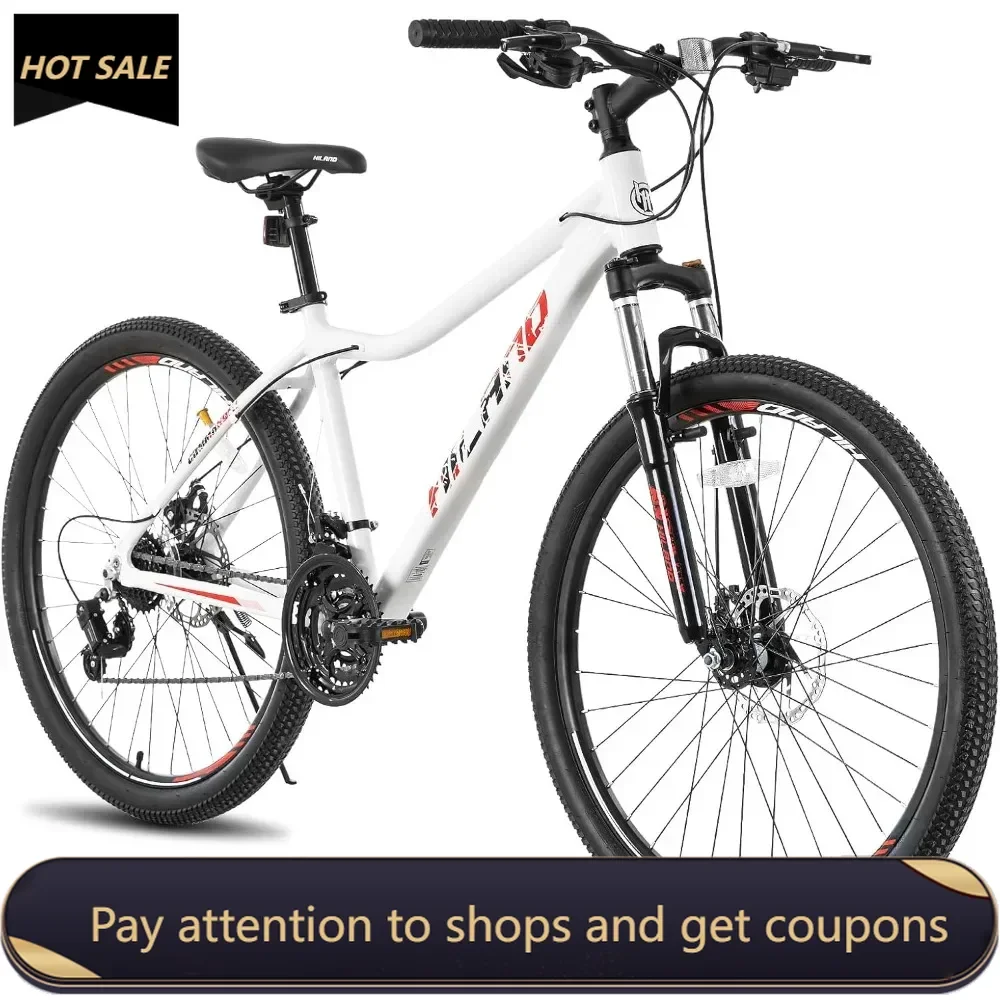 20 26 Inch Mountain Bike, 21 Speed with Lock-Out Suspension Fork, Aluminum Frame MTB, Adult Ladies Womens Bike Mens Bicycle