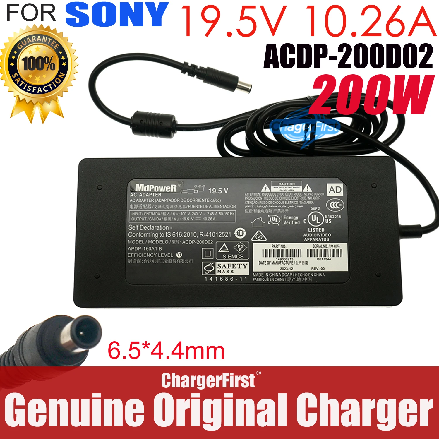 Genuine 19.5V 10.26A ADP-200HR A ACDP-200D01 ACDP-200D02 AC Power Adapter Charger for Sony Bravia TV 55X9000E 55S8500D ACDP200W