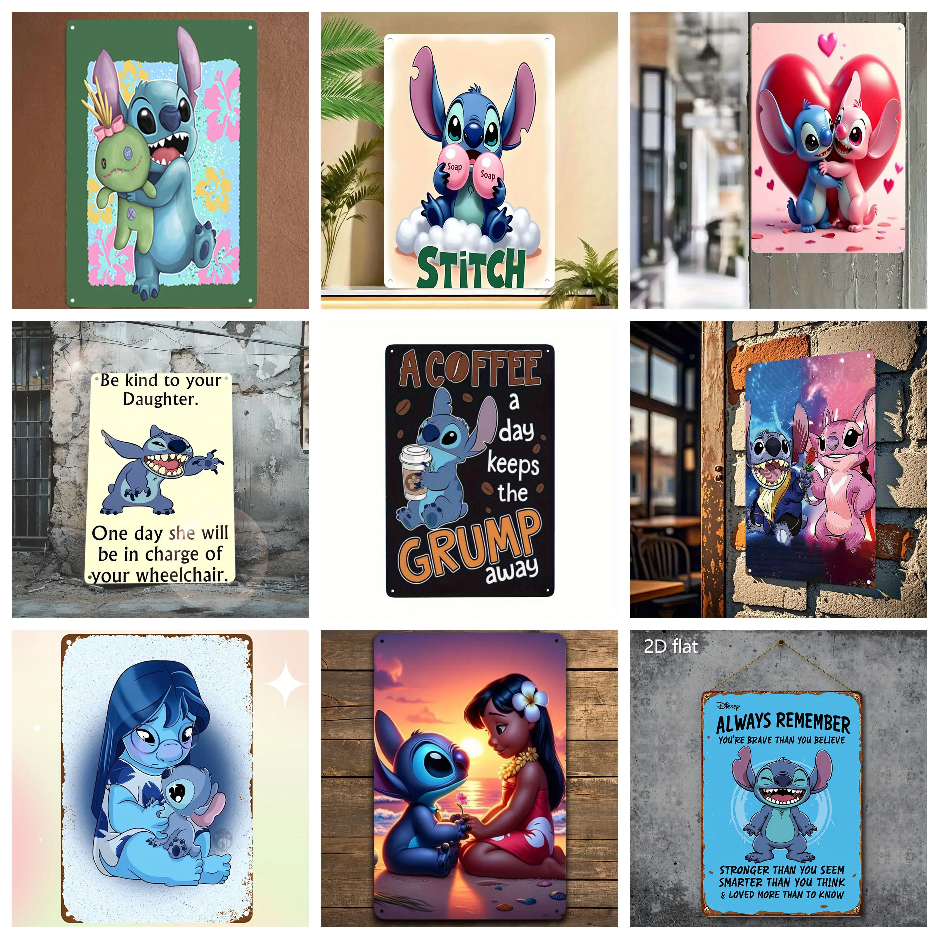 

Miniso Stitch Warm & Inspirational Decor Poster Tin Sign Metal Sign Decorative Plaque for Pub Bar Club Wall Decoration